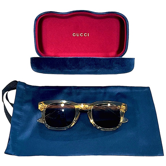 Gucci Sunglasses. Transparent Brown Frame w/ Grey Lenses. NEW - Picture 1 of 9